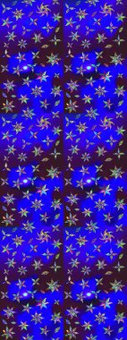 Çiçekli karalama şeklinde Raster çiçek deseni. Yumuşak, bahar çiçekli arka plan. Mavi ve mor renkte çiçekler.