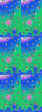 Güzel eskiz şekli. Raster çiçekli arka plan. Yazdır. Güzel kumaş deseni. Renkli Yaz Temalı eskiz kalıbı. Düz Çiçek Elementleri Tasarımı.