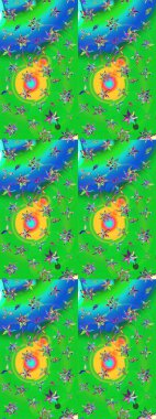 Raster illüstrasyonundaki çiçek desenli çizim. Düz Çiçek Elementleri Tasarımı. Renkli Bahar Teması eskiz kalıbı. Süslü kumaş deseni.