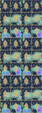 Barok tarzında altın çiçekli süs. Mavi renkte altın bir element. Altın çiçekli eskiz deseni. Damask arkaplanı.