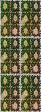 Çiçek deseni. Duvar kâğıdı barok, İspanyol kumaşı. Kusursuz raster arka plan. Kahverengi ve bej renklerde altın elementler. Şekil grafik deseni.