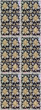 Kusursuz altın desen. Raster altın çiçek süsü brokar kumaş ve cam desenli. Altın elementli siyah renkler. Çiçek desenli altın metal..