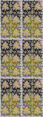 Süslü raster dekorasyonu. Lüks, kraliyet ve Viktorya dönemi konsepti. Gri renklerdeki altın element. Klasik barok çiçekli desenli altın renginde gri renkte..