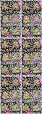 Damask arkaplanı tekerrür ediyor. Barok tarzında altın çiçek süsü. Antika altın tekrarlanabilir duvar kağıdı. Gri renklerdeki altın element.