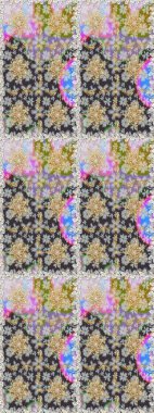 Damask arkaplanı tekerrür ediyor. Antika altın tekrarlanabilir duvar kağıdı. Gri renklerdeki altın element. Barok tarzında altın çiçek süsü..