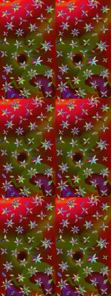 Çiçek süslemeli çizim deseni. Kırmızı ve kahverengi renkte çiçekler. Raster illüstrasyonu.