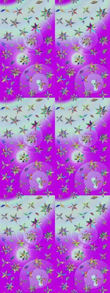 Çiçekli karalama şeklinde Raster çiçek deseni. Yumuşak, yaz çiçekli arka plan. Mor ve nötr renkte çiçekler.