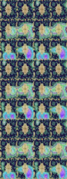 Barok tarzında altın çiçekli süs. Mavi renkte altın bir element. Altın çiçekli eskiz deseni. Damask arkaplanı.