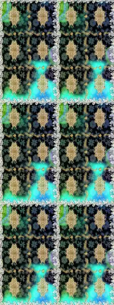 Çiçek deseni. Duvar kâğıdı barok, İspanyol kumaşı. Kusursuz raster arka plan. Kahverengi ve bej renklerde altın elementler. Şekil grafik deseni.