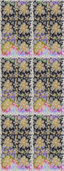 Raster altın desen. Altın elementli gri renkler. Kusursuz altın desenli bukleler. Raster illüstrasyonu. Doğu tarzı arabesk.