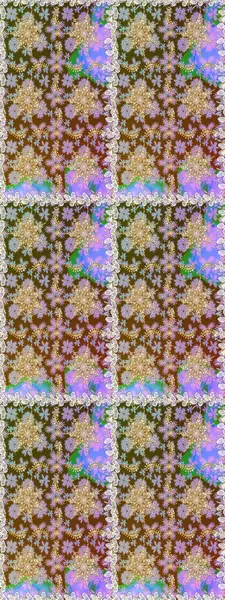 Kusursuz kıvırcık saçlar. Raster altın desen. Doğulu stil, altın elementlerle kahverengi renklerde altın desenli arabesk yapar..