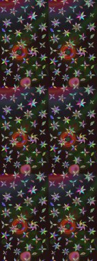 Chichi 'nin kumaş kalıbını çiz. Düz Çiçek Elementleri Tasarımı. Raster illüstrasyonu. Renkli Bahar Teması eskiz kalıbı. Çiçek deseni.