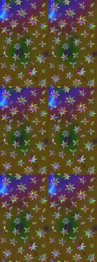 Yeşil ve kahverengi renkli çiçekler. Raster illüstrasyonundaki çiçek desenli çizim. Düz Çiçek Elementleri Tasarımı. Renkli Bahar Teması çizim şablonu.