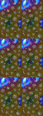 Yeşil ve kahverengi renklerde. Güzel kumaş deseni. Raster illüstrasyonu. Raster illüstrasyonunda çiçek deseni çizimi.