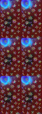 Çiçekli karalama şeklinde Raster çiçek deseni. Kırmızı ve kahverengi renkte çiçekler. Yumuşak, bahar çiçekli arka plan.