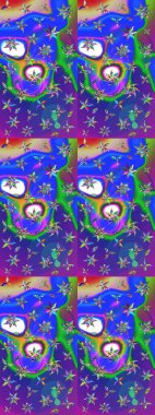 Mavi ve mor renkli güzel çiçekli eskiz deseni, suluboya çiçek deseni, duvar kağıdı, kart ya da kumaş için fayanslı. Raster..