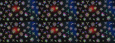 Raster illüstrasyonu. Gri ve mavi renklere karalamalar çizilmiş çiçek deseni.