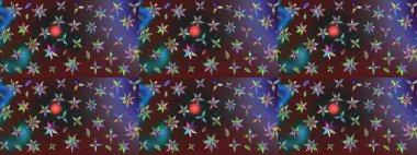 Raster illüstrasyonundaki çiçek desenli çizim. Raster illüstrasyonu. Mor ve kahverengi renklerde. Güzel kumaş deseni.