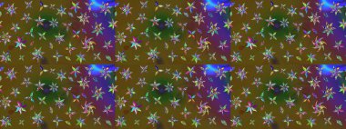 Yeşil ve kahverengi renkli çiçekler. Raster illüstrasyonundaki çiçek desenli çizim. Düz Çiçek Elementleri Tasarımı. Renkli Bahar Teması çizim şablonu.