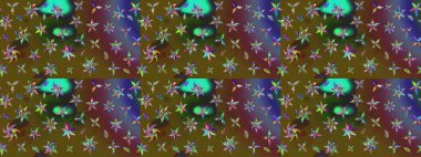 Renkli Bahar Teması eskiz kalıbı. Yeşil ve kahverengi renkli çiçekler. Düz Çiçek Elementleri Tasarımı. Çiçek desenli eskiz, yaz çiçekleri..