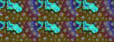 Yeşil ve kahverengi renkli çiçekler. Gömlek baskısı için çiçek boyası. Çiçek eskiz kalıbı geçmişi.