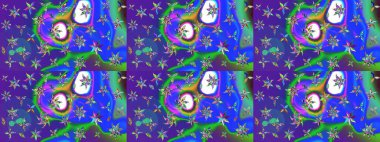 Çiçek desenli eskiz. Renkli Bahar Teması eskiz kalıbı. Düz Çiçek Elementleri Tasarım Raster illüstrasyonu. Mavi ve mor renkte çiçekler.