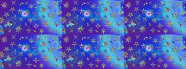 Raster çiçek desenleri çiziyor. Vadinin mavi ve menekşe rengi çiçekleri.