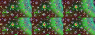 Raster illüstrasyonundaki çiçek desenli çizim. Güzel kumaş deseni. Raster illüstrasyonu. Yeşil ve kahverengi renklerde.