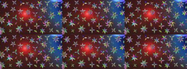 Kahverengi ve mor renkli etnik çiçekli zarif eskiz deseni. Asya Tekstil 'inde Raster Çiçek İllüstrasyonu.