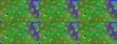 Yeşil ve mor renkli çiçekler. Küçük çiçekteki sevimli çiçek deseni. Raster illüstrasyonu.