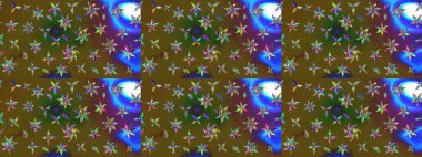 Raster çiçek izi. Çiçek yeşili ve kahverengi çizim deseni. Klasik taslak çizimi.