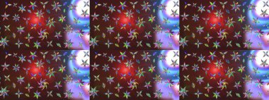 Kumaş, tekstil, duvar kağıdı baskısı için. Eskiz geçmişi. Renkli desenli eskiz deseni, kahverengi ve mor çiçekler ve dekoratif elementler. Eski usul. Raster illüstrasyonu.