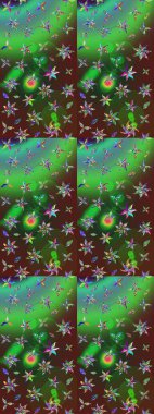 Yeşil ve kahverengi renkli çiçekler. Elle boyanmış suluboya resim çizimi çiçekler ve bitkiler.