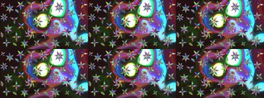 Düz Çiçek Elementleri Tasarımı. Renkli Bahar Teması eskiz kalıbı. Gri ve mavi renkte çiçekler. Güzel çiçek deseni..