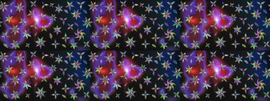 Gri ve mor renkte yaz çiçekleri. Raster illüstrasyonu. Raster deseni. Küçük çiçekte sevimli çiçek deseni var..