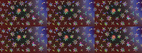 Çiçekli karalama şeklinde Raster çiçek deseni. Mor ve kahverengi renkte çiçekler. Nazik, sevimli çiçek arkaplanı..