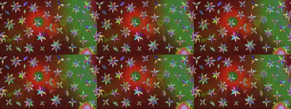 Raster Çiçek İllüstrasyonu güzel tekstil. Kahverengi ve yeşil renkli etnik çiçeklerle zarif bir eskiz deseni..