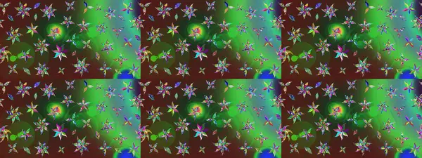 Yeşil ve kahverengi renkli çiçekler. Çizim çiçek deseni duvar kâğıdı olarak kullanılabilir. Raster illüstrasyonu.