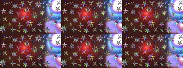 Kumaş, tekstil, duvar kağıdı baskısı için. Eskiz geçmişi. Renkli desenli eskiz deseni, kahverengi ve mor çiçekler ve dekoratif elementler. Eski usul. Raster illüstrasyonu.