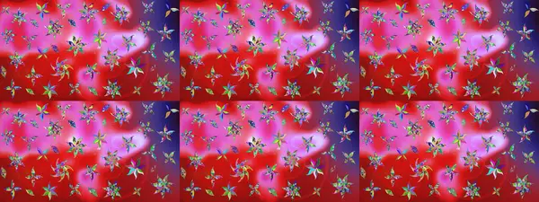 Renkli Bahar Teması eskiz kalıbı. Asya tekstil tarzında. Düz Çiçek Elementleri Tasarımı. Çiçek desenli çizim. Kırmızı ve pembe renkte çiçekler. Raster illüstrasyonu.