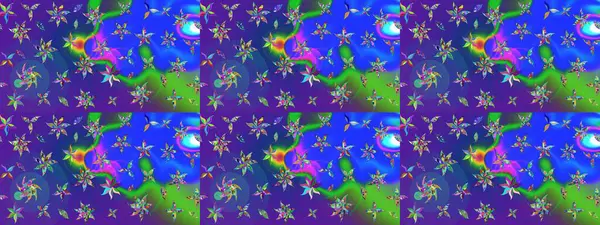 Düz Çiçek Elementleri Tasarım Raster illüstrasyonu. Mavi ve mor renkli çiçekler. Renkli Bahar temalı eskiz kalıbı. Çiçekli çiçek deseni, suluboya..