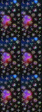 Çiçek desenli eskiz, darbeler, sıçramalar, yaz çiçekleri. Raster illüstrasyonu. Gri ve mavi renkte çiçekler.