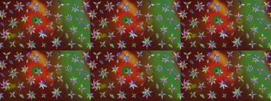 Kahverengi ve yeşil renklerde çiçeklerle çizilmiş çiçek deseni. Çiçekler suluboya tarzında kahverengi ve yeşil renklerde.