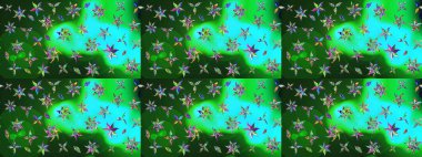 Çiçekler yeşil ve maviye. Eskiz arkaplan modeli. Raster hisseleri. Suluboya, elle çizilmiş.