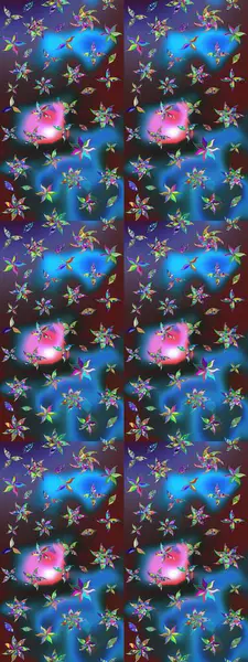 Raster düz çiçek çizim deseni. Mavi ve mor renkli çiçekler. Tasarım hediye paketi, tebrik kartları, posterler ve afiş tasarımı.