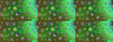 Küçük çiçekteki sevimli çiçek deseni. Yeşil ve mavi renkte çiçekler.