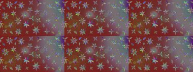 Çiçekli karalama şeklinde Raster çiçek deseni. Nazikçe, güzel çiçek arkaplanı. Kahverengi ve gri renkte çiçekler.