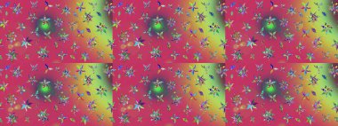 Pembe ve yeşil renkli parlak çiçekli soyut çizim deseni. Çiçeksel elementlerle süslenmiş zarif raster dokusu. Küçük çiçekte şirin bir çiçek deseni var..