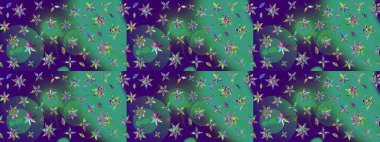 Eskiz arkaplan modeli. Vadinin çiçekleri mavi ve yeşil renklerde. Suluboya, elle çizilmiş. Raster - stok.