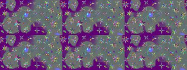 Çiçekli bahar çiçekleri. Küçük çiçekte güzel bir desen. Küçük renkli çiçekler. Moda baskıları için zarif bir şablon. Motley illüstrasyonu. Çizim.